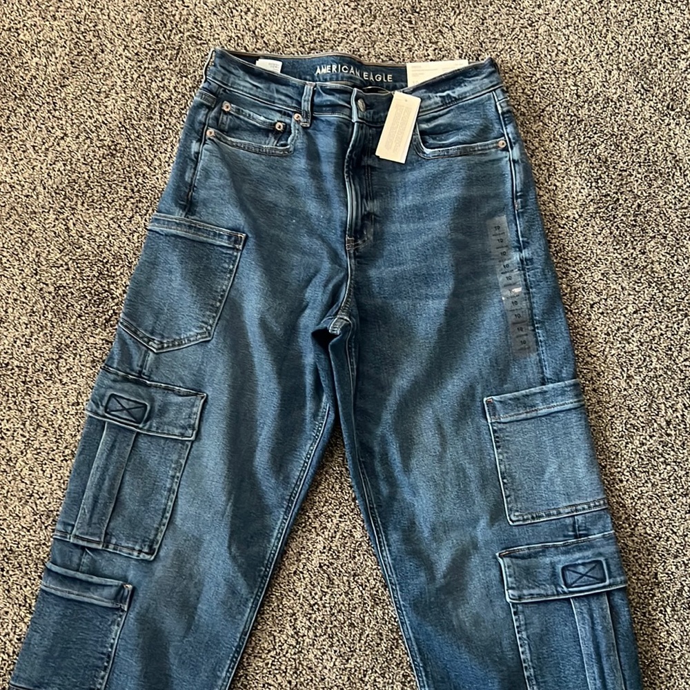 American eagle cargo super high rise jeans